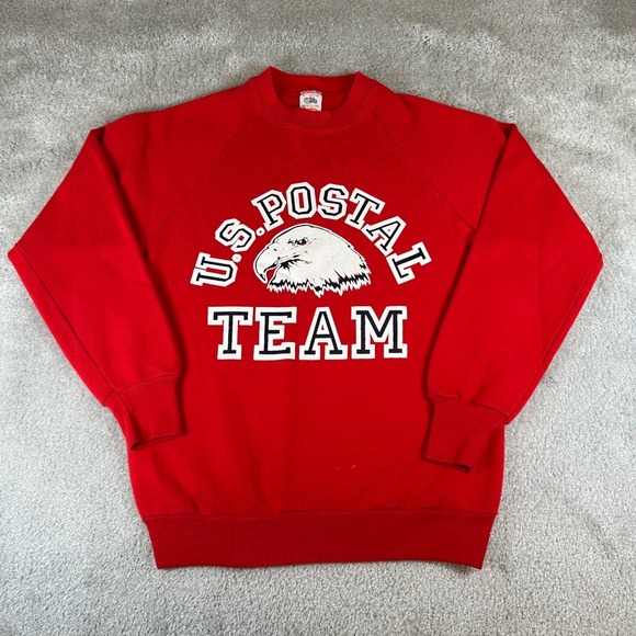 Fruit of the Loom Other - Vintage 80s Fruit of the Loom Sweatshirt Men Medium Red US Postal Team Eagle USA